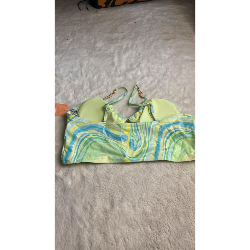 RIVER ISLAND Sun Shop Green Yellow Print Chain - Picture 3 of 8